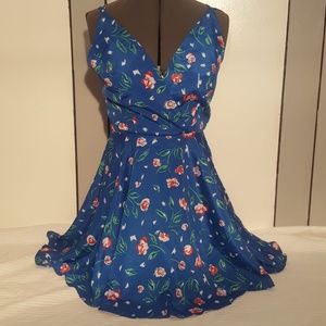 Blue cross strap floral dress